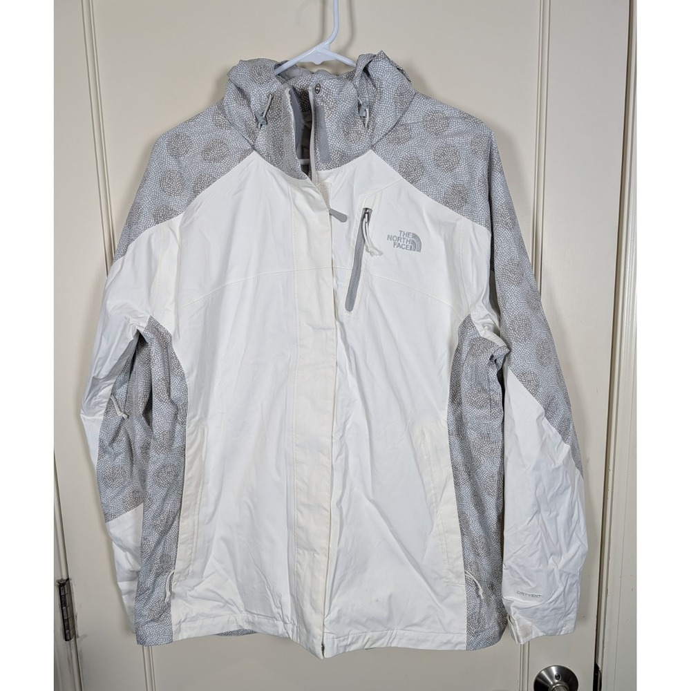 The North Face Dryvent Rain Jacket Women's Size: XL Gray White Outdoors Hiking